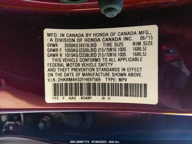 Honda CR-V LX 2015 2HKRM4H32FH697569 Image 9