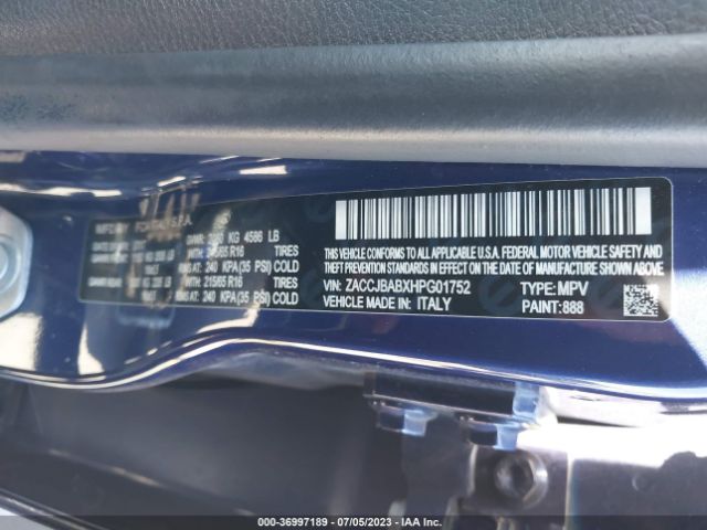 ZACCJBABXHPG01752 Jeep Renegade Sport
