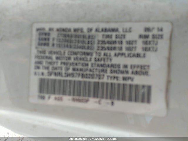 Honda Odyssey Touring 2015 5FNRL5H97FB020707 Image 9