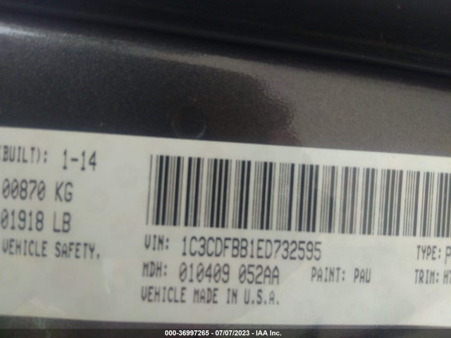 Dodge DART SXT 2014 1C3CDFBB1ED732595 Image 9