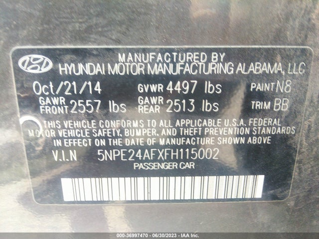 Hyundai Sonata 2.4l Se 2015 5NPE24AFXFH115002 Image 9