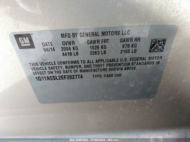 Chevrolet MALIBU LS 2014 1G11A5SL2EF282774 Image 15