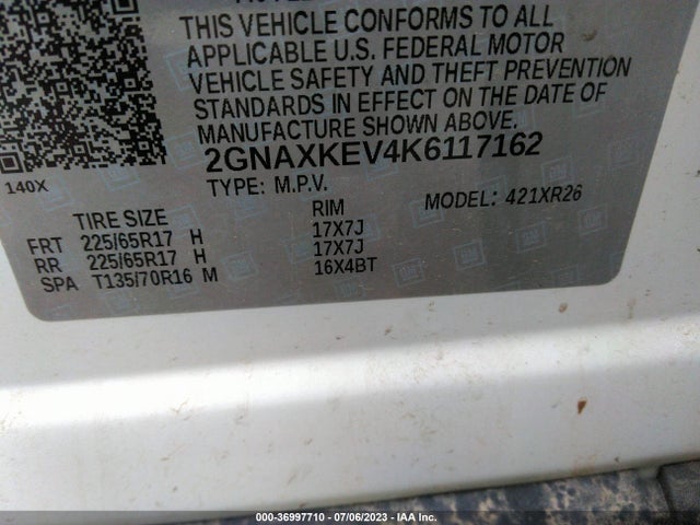 Chevrolet EQUINOX LT 2019 2GNAXKEV4K6117162 Image 9