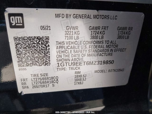 1GTU9EET6MZ319850 GMC Sierra 1500 At4