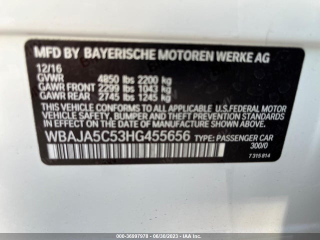 BMW 530 2017 WBAJA5C53HG455656 Image 9