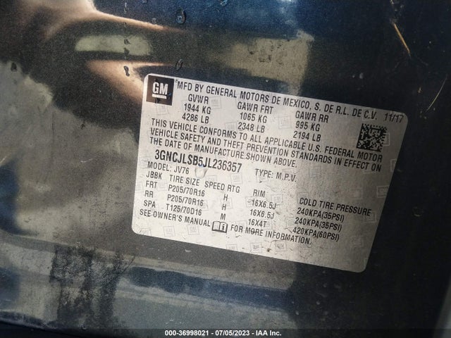 Chevrolet Trax Lt 2018 3GNCJLSB5JL236357 Image 15