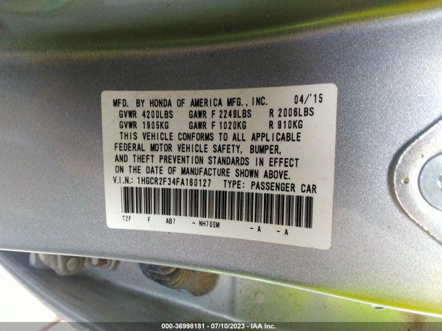 Honda ACCORD LX 2015 1HGCR2F34FA160127 Image 9