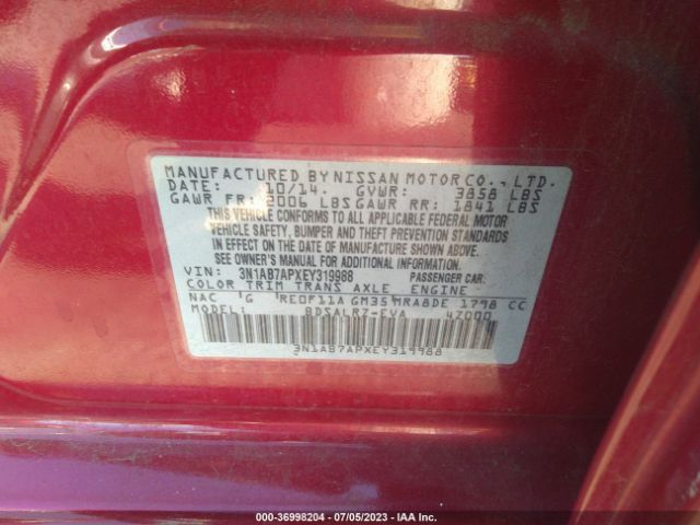 3N1AB7APXEY319988 Nissan SENTRA SR