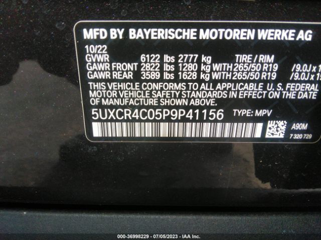 5UXCR4C05P9P41156 BMW X5 Sdrive40i