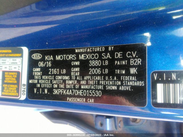 3KPFK4A70HE015530 KIA FORTE LX