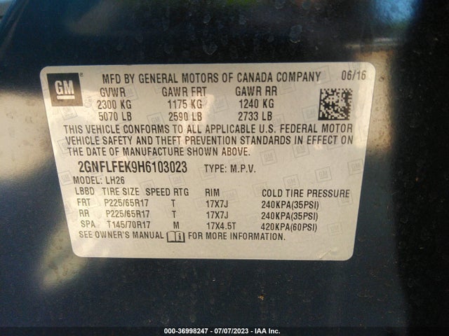 Chevrolet EQUINOX LT 2017 2GNFLFEK9H6103023 Image 9