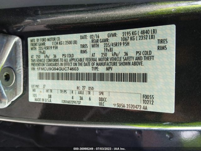 1FMCU9G94GUC74603 Ford ESCAPE SE