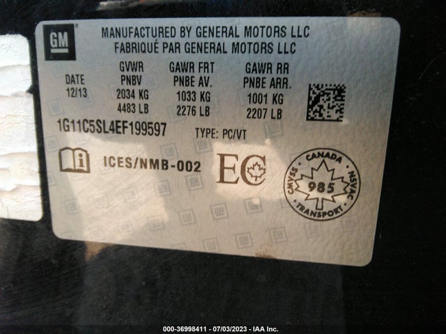 Chevrolet MALIBU LT 2014 1G11C5SL4EF199597 Image 9