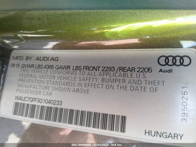 WAUC7GFF3G1040233 Audi A3 1.8t Premium Plus
