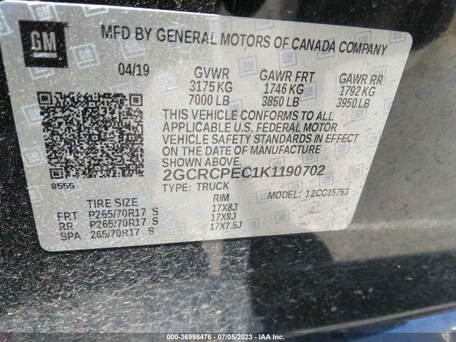 Chevrolet Silverado 1500 Ld Lt 2019 2GCRCPEC1K1190702 Image 10
