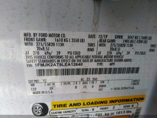1FMJK2AT9LEA12640 Ford Expedition Max Limited