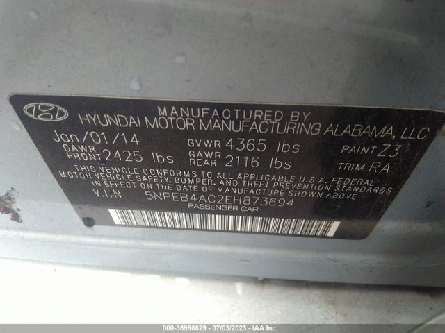 Hyundai SONATA GLS 2014 5NPEB4AC2EH873694 Image 15