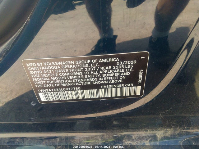 1VWSA7A34LC017780 Volkswagen Passat 2.0t Se