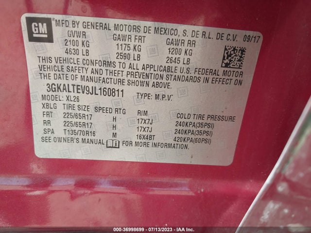 GMC Terrain Sle 2018 3GKALTEV9JL160811 Image 9