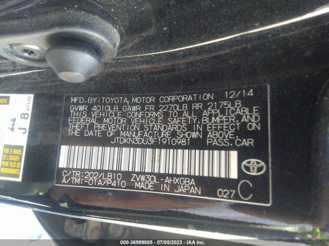 Toyota Prius Four 2015 JTDKN3DU3F1910981 Image 9