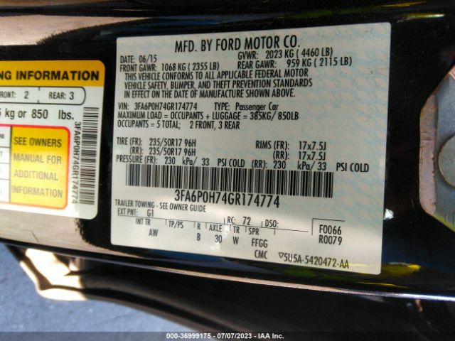 3FA6P0H74GR174774 Ford FUSION SE