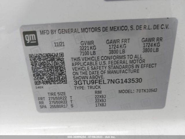 3GTU9FEL7NG143530 GMC Sierra 1500 Limited Denali