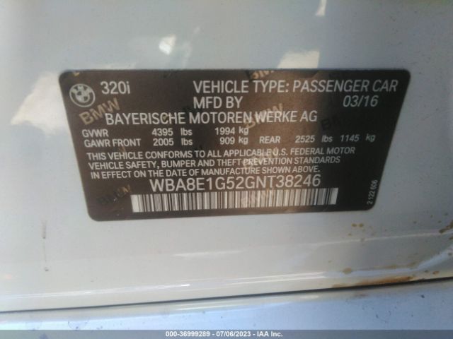 WBA8E1G52GNT38246 BMW 3 Series 320i