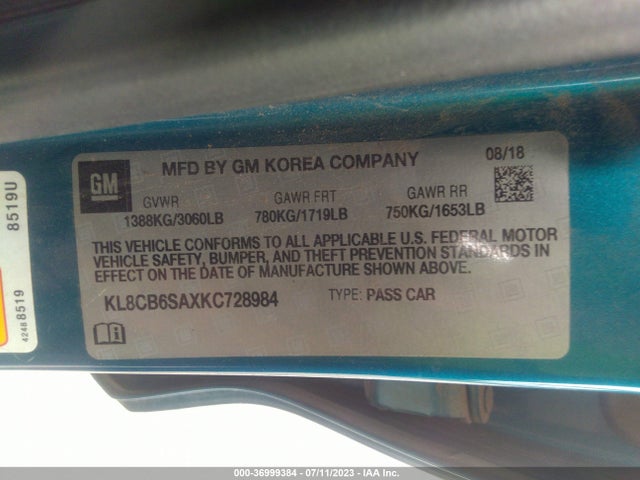 Chevrolet SPARK LS 2019 KL8CB6SAXKC728984 Image 9