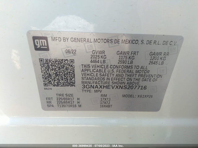Chevrolet EQUINOX LS 2022 3GNAXHEVXNS207716 Image 9