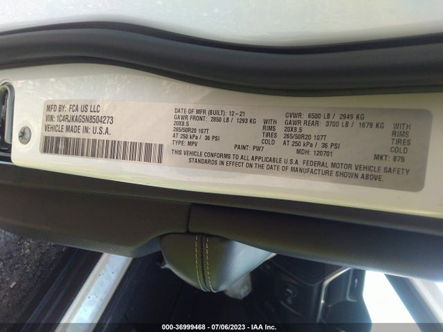 1C4RJKAG5N8504273 Jeep Grand Cherokee L Altitude