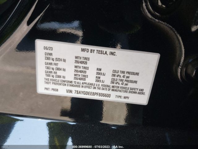 7SAYGDEE8PF806600 Tesla Model Y Long Range
