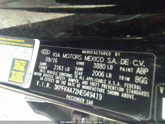 3KPFK4A72HE049419 KIA FORTE LX