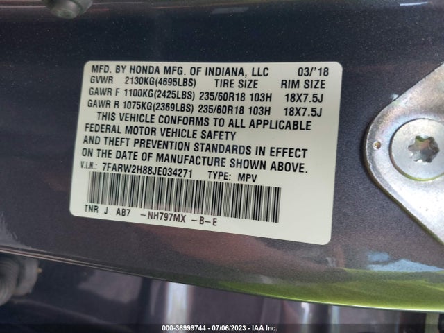 Honda Cr-v Ex-l 2018 7FARW2H88JE034271 Image 9