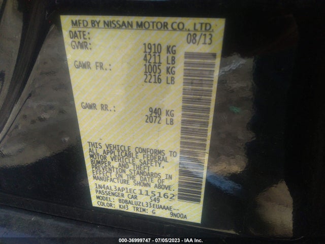 2014 NISSAN ALTIMA 2.5 SV VIN: 1N4AL3AP1EC115162
