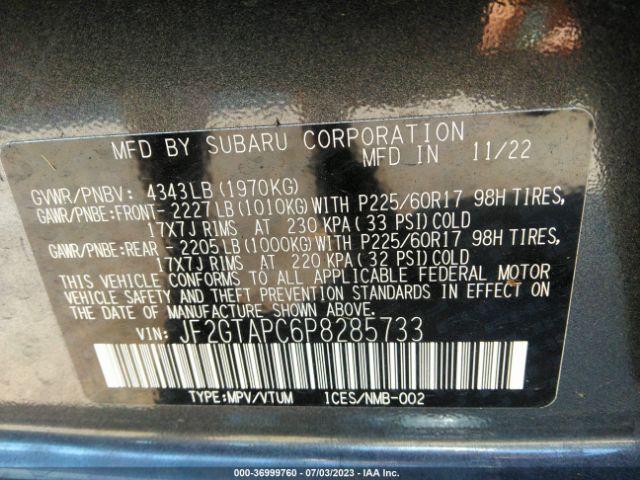 JF2GTAPC6P8285733 Subaru Crosstrek Premium