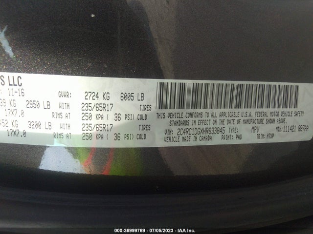 2C4RC1DGXHR633845 Chrysler Pacifica Touring