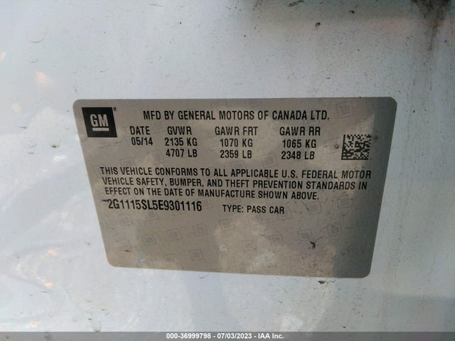 2014 CHEVROLET IMPALA LT VIN: 2G1115SL5E9301116