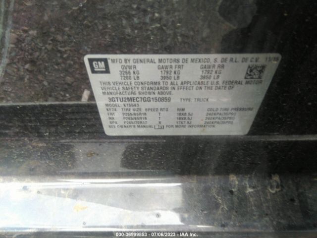 3GTU2MEC7GG150859 GMC Sierra 1500 Sle