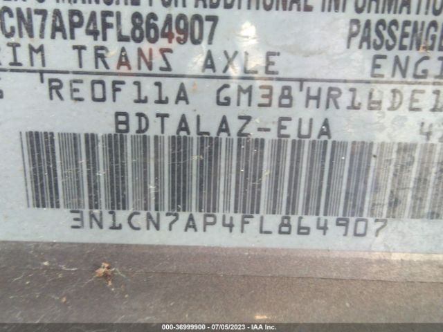 3N1CN7AP4FL864907 Nissan Versa S Plus