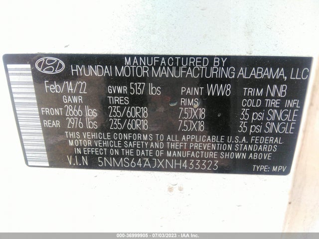 Hyundai Santa Fe Xrt 2022 5NMS64AJXNH433323 Image 15