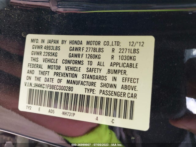 Acura Rlx Advance Pkg 2014 JH4KC1F98EC000280 Image 9