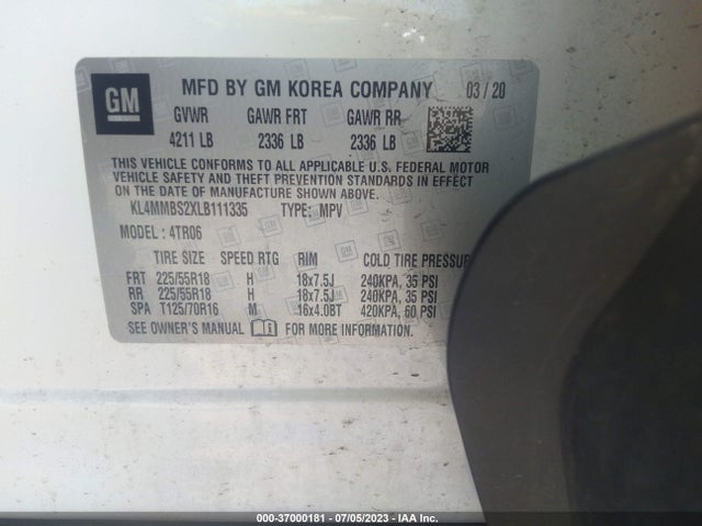 2020 BUICK ENCORE GX FWD PREFERRED VIN: KL4MMBS2XLB111335