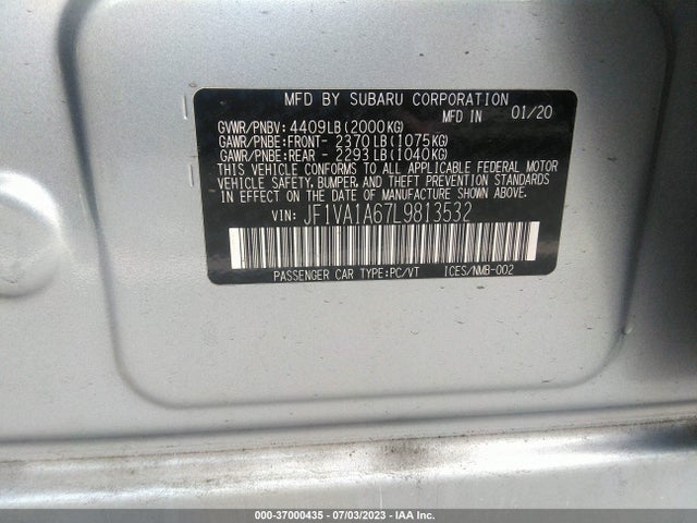 Subaru WRX 2020 JF1VA1A67L9813532 Image 16