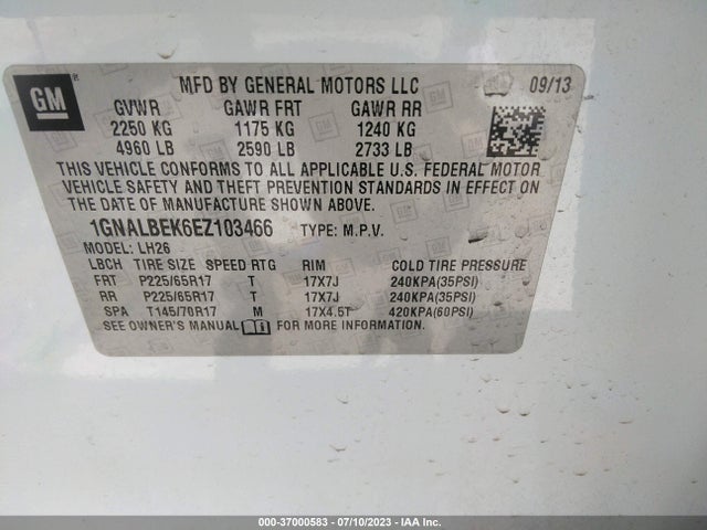 Chevrolet EQUINOX LT 2014 1GNALBEK6EZ103466 Image 11
