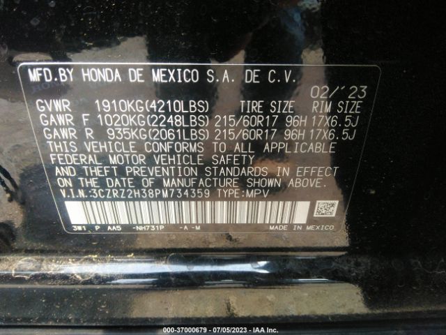 3CZRZ2H38PM734359 Honda HR-V LX
