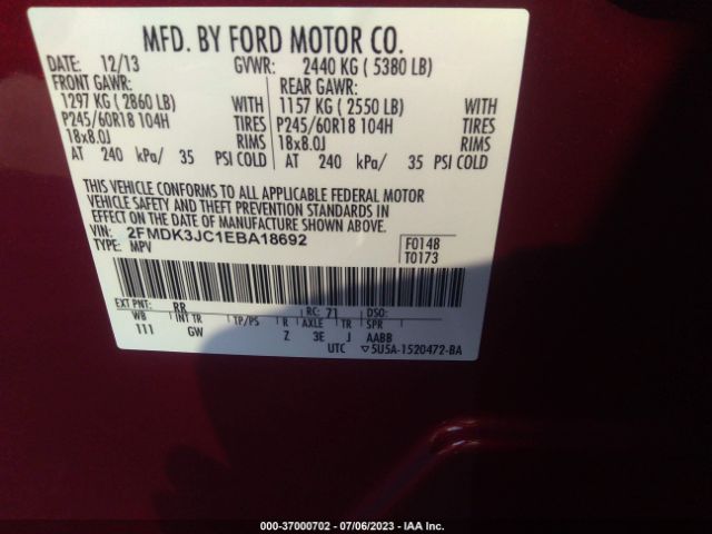 2FMDK3JC1EBA18692 Ford EDGE SEL