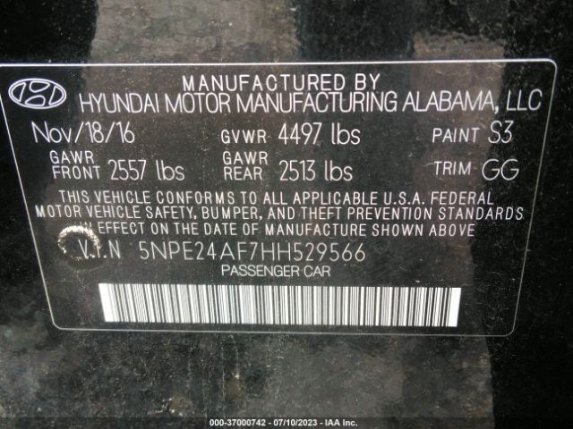 5NPE24AF7HH529566 Hyundai Sonata