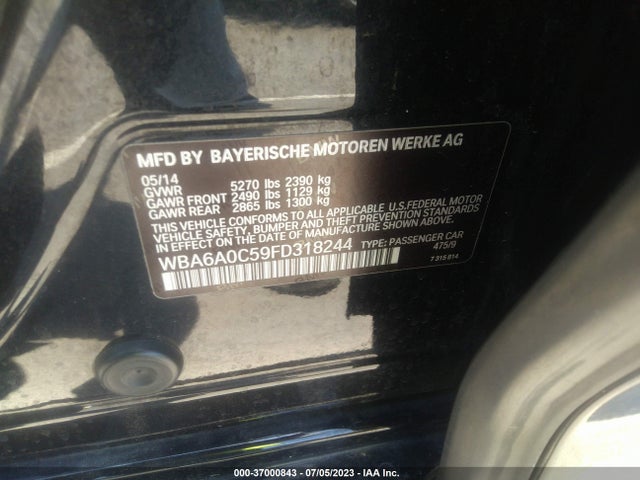 BMW 6 Series 640i 2015 WBA6A0C59FD318244 Image 9