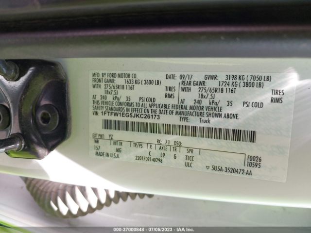 1FTFW1EG5JKC26173 Ford F-150 Xl/xlt/lariat