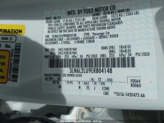 3LN6L2LU9ER804148 Lincoln MKZ HYBRID